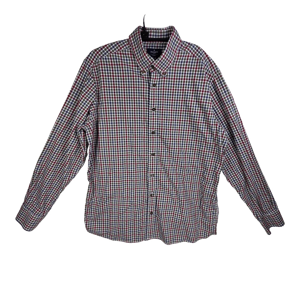 Hackett Shirt XL Plaid Long Sleeve London Business Dress Shirts Designer Preppy